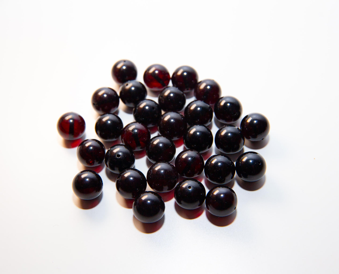 Cherry Baltic Amber Beads: Round Pressed Gemstone Beads (5 pcs)