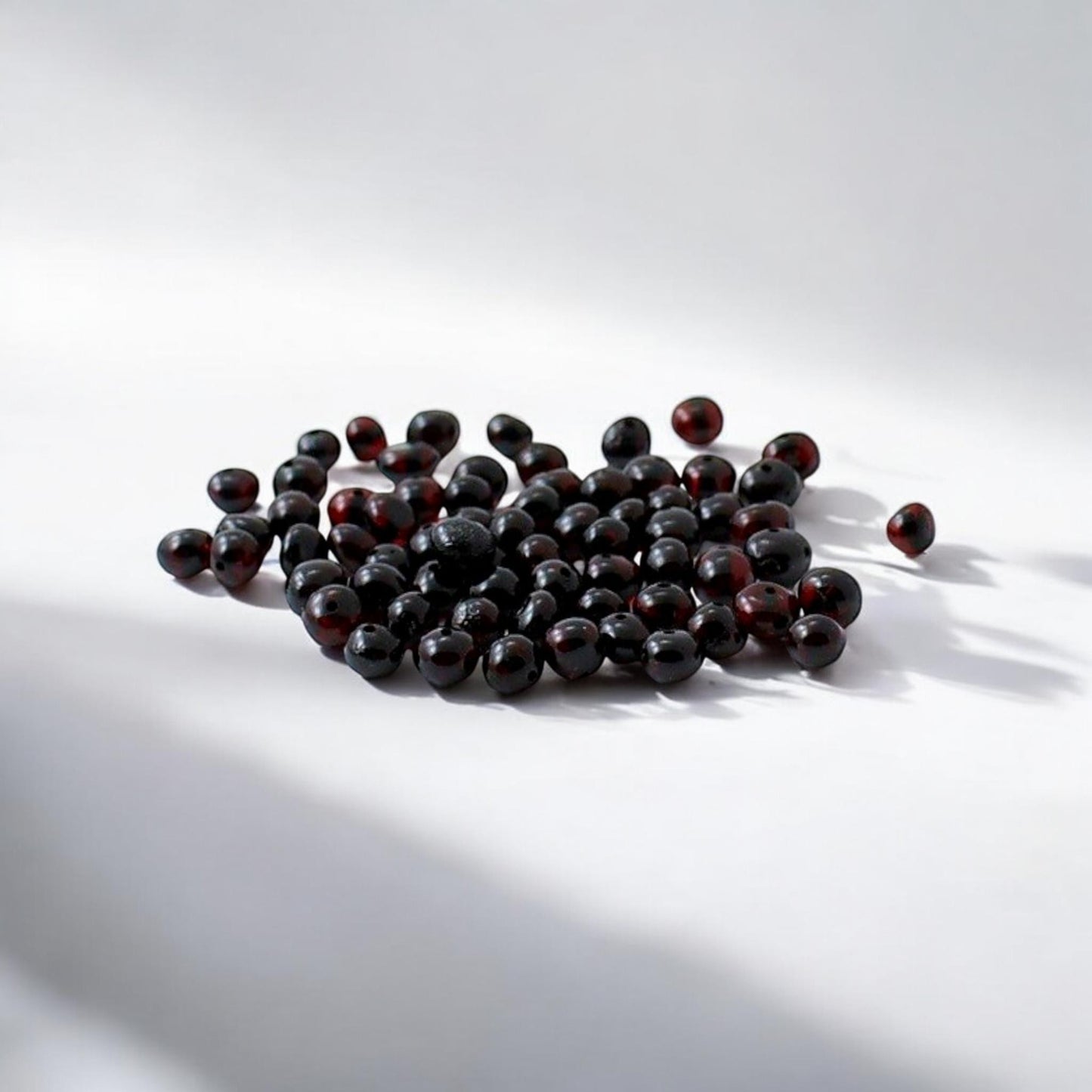 Polished Baltic Amber Beads: Cherry Color, Baroque Shape (5-6mm)