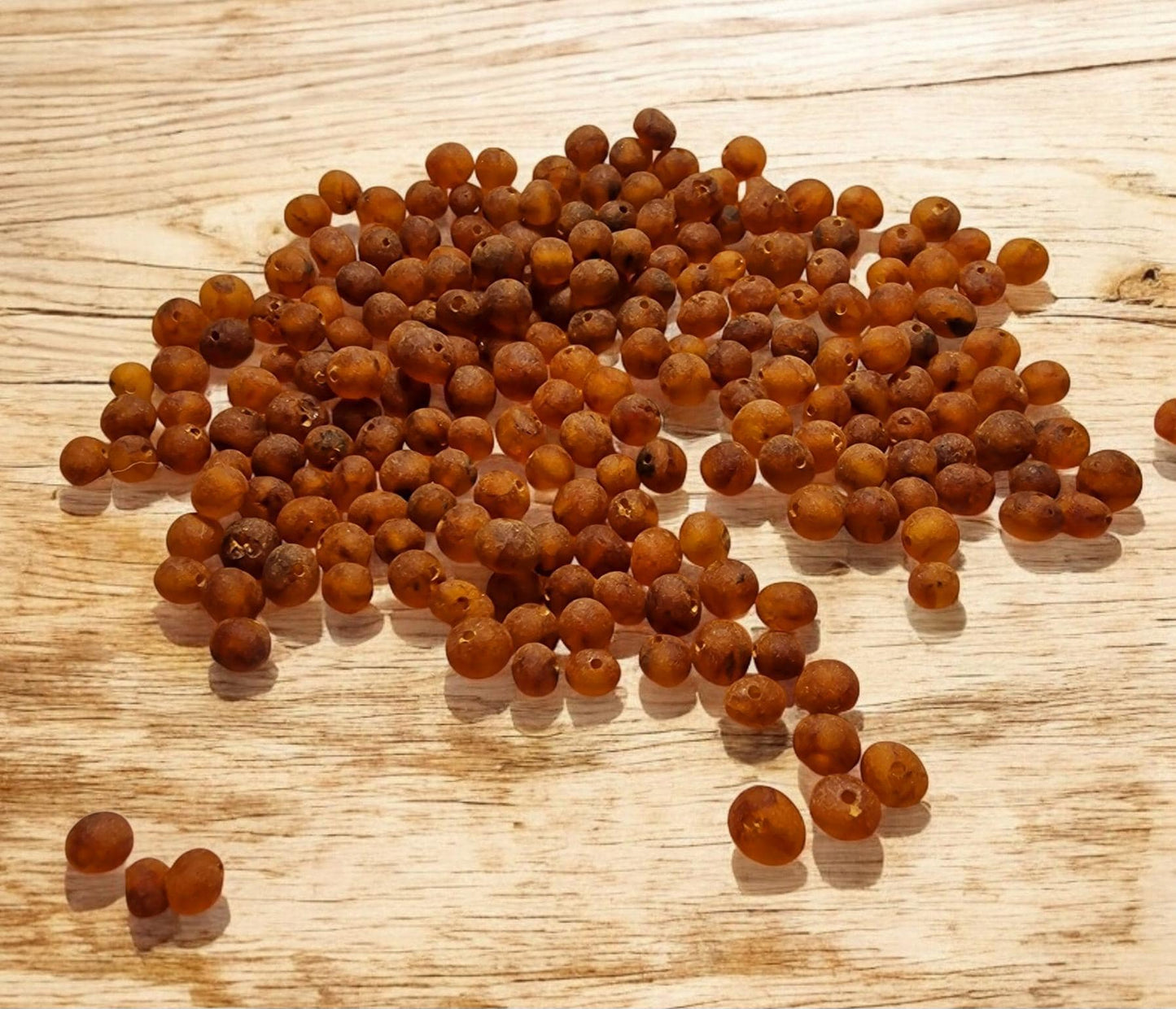 Raw Baltic Amber Beads: Cognac Baroque Gemstones (5-6mm)
