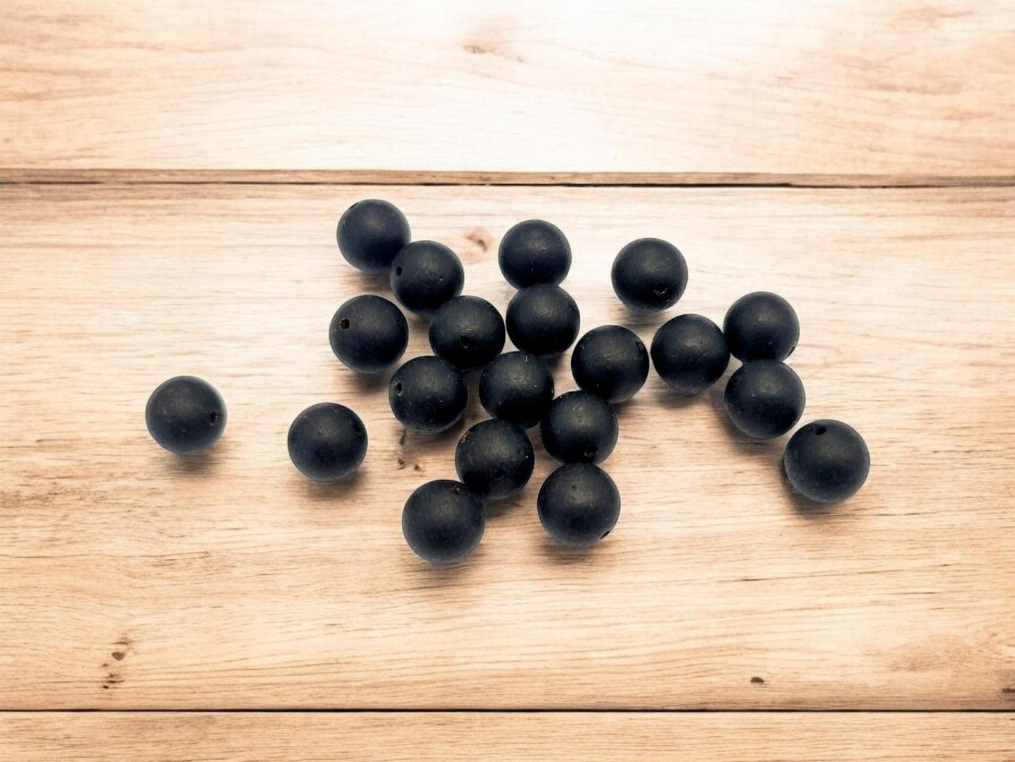 Raw Black Baltic Amber Beads 7mm - 10pcs