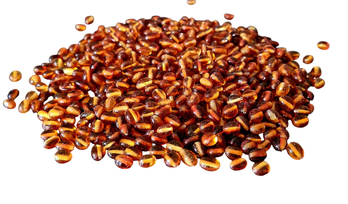 Polished Baltic Amber Olive Beads: Honey Cognac Color, 50-100 Pcs