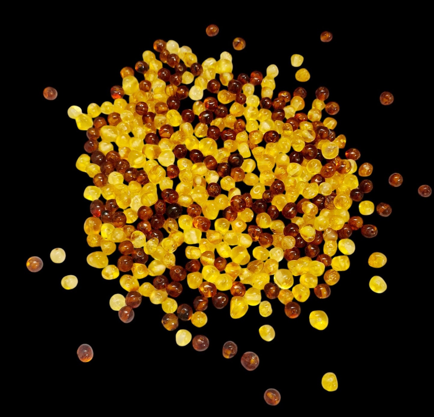 Polished Baltic Amber Beads: Lemon Cognac Baroque Gemstones (5-6mm)