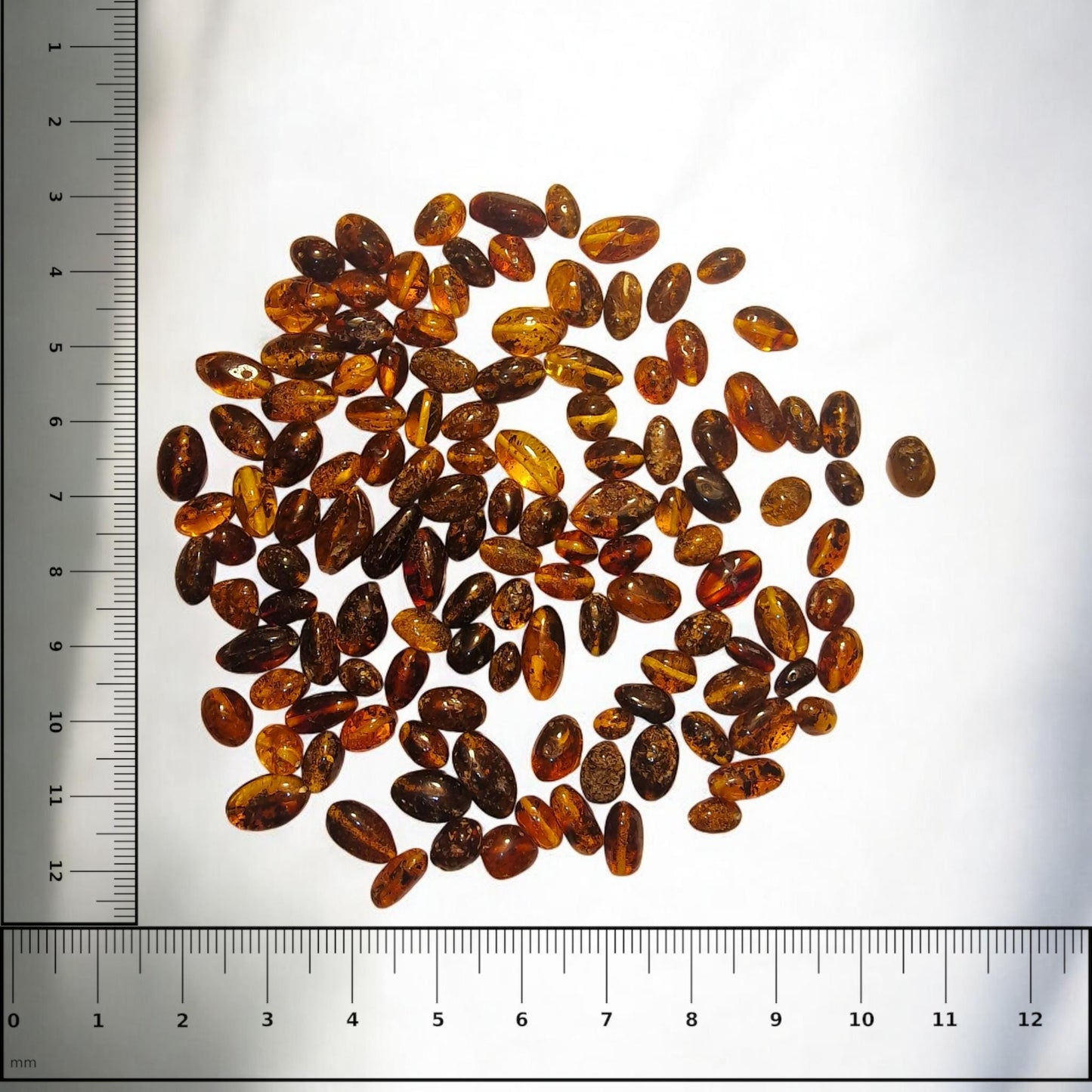 Polished Baltic Amber Olive Beads: Mixed Color, 20pcs (6-8mm -- 11-17mm)