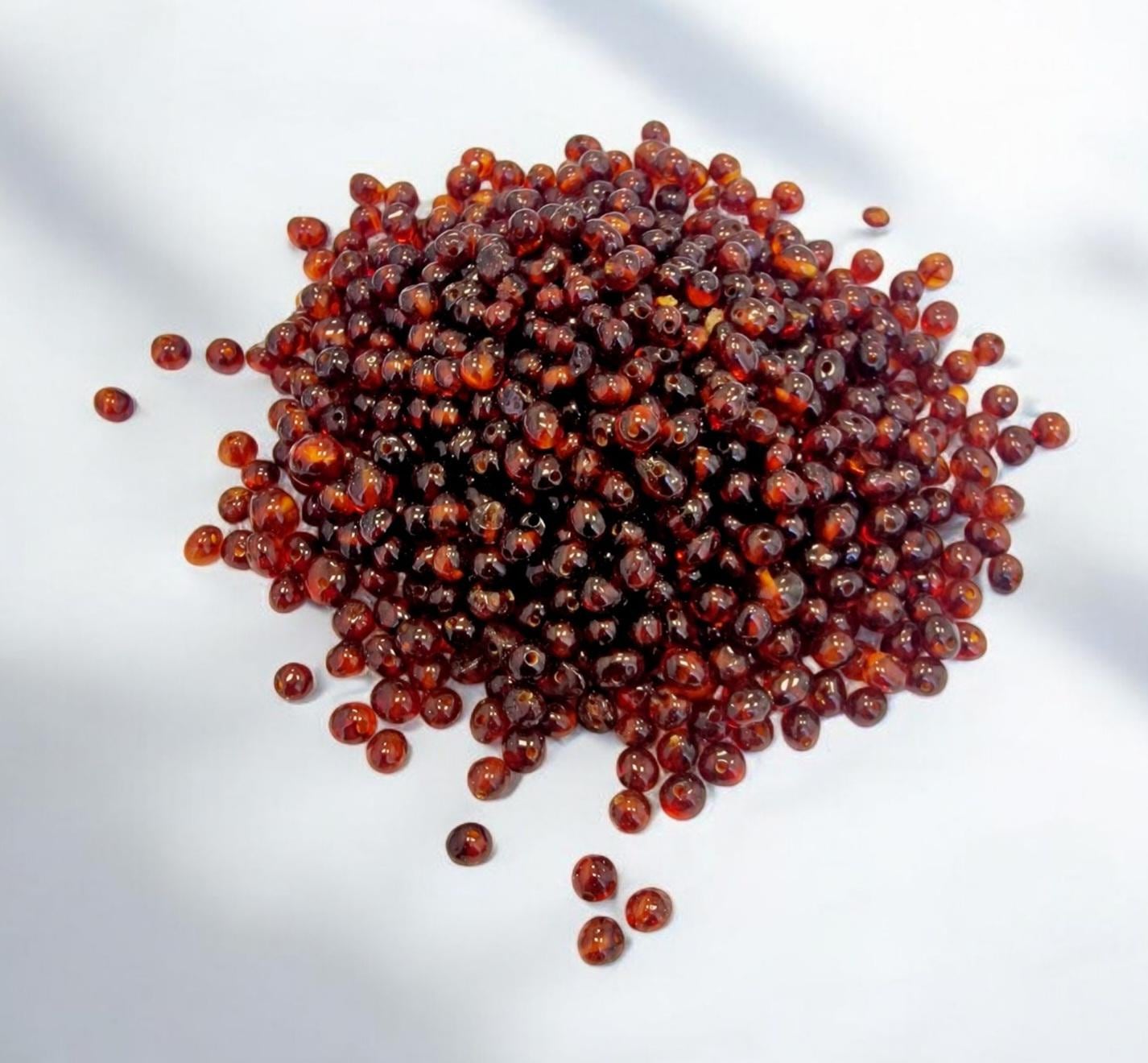 Polished Baltic Amber Beads: Dark Cognac Baroque Beads (4-5mm, 100pcs)