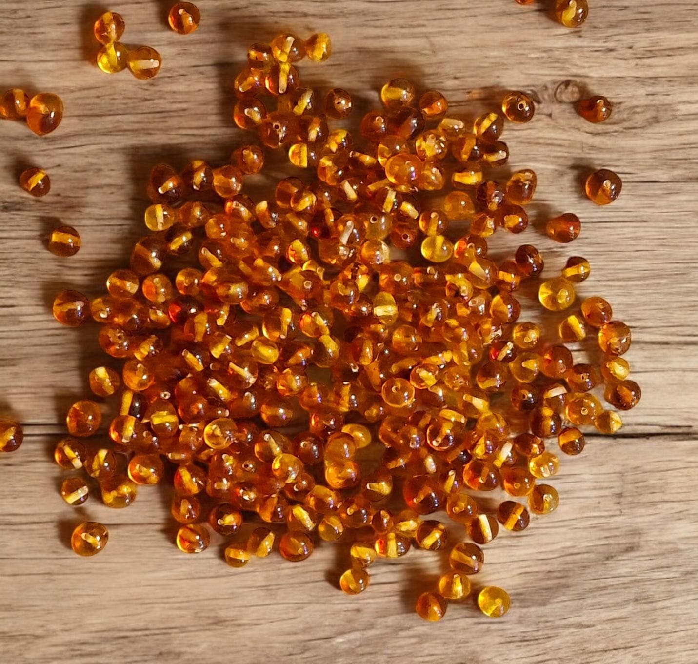 Polished Baltic Amber Beads: Honey Baroque Gemstones (5-6mm)
