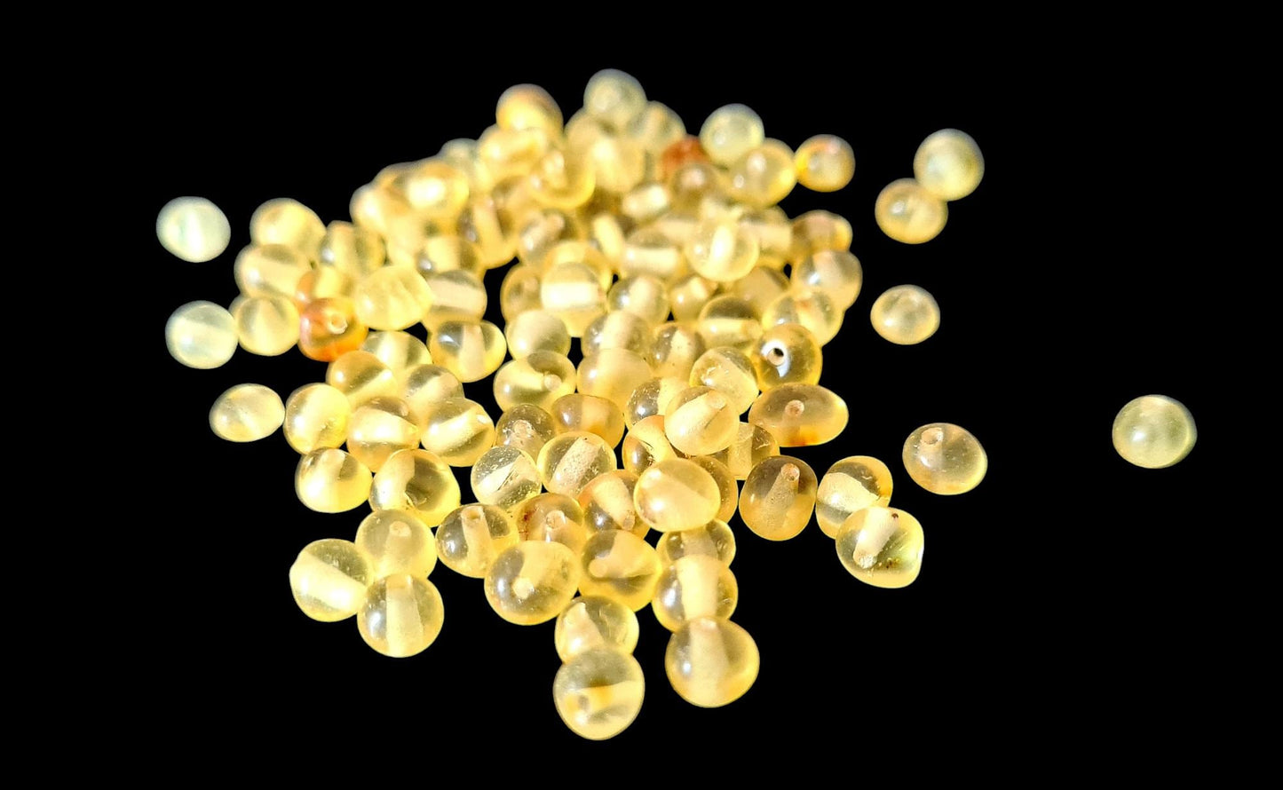 Polished Lemon Baltic Amber Beads: Baroque Shape, 5-6mm