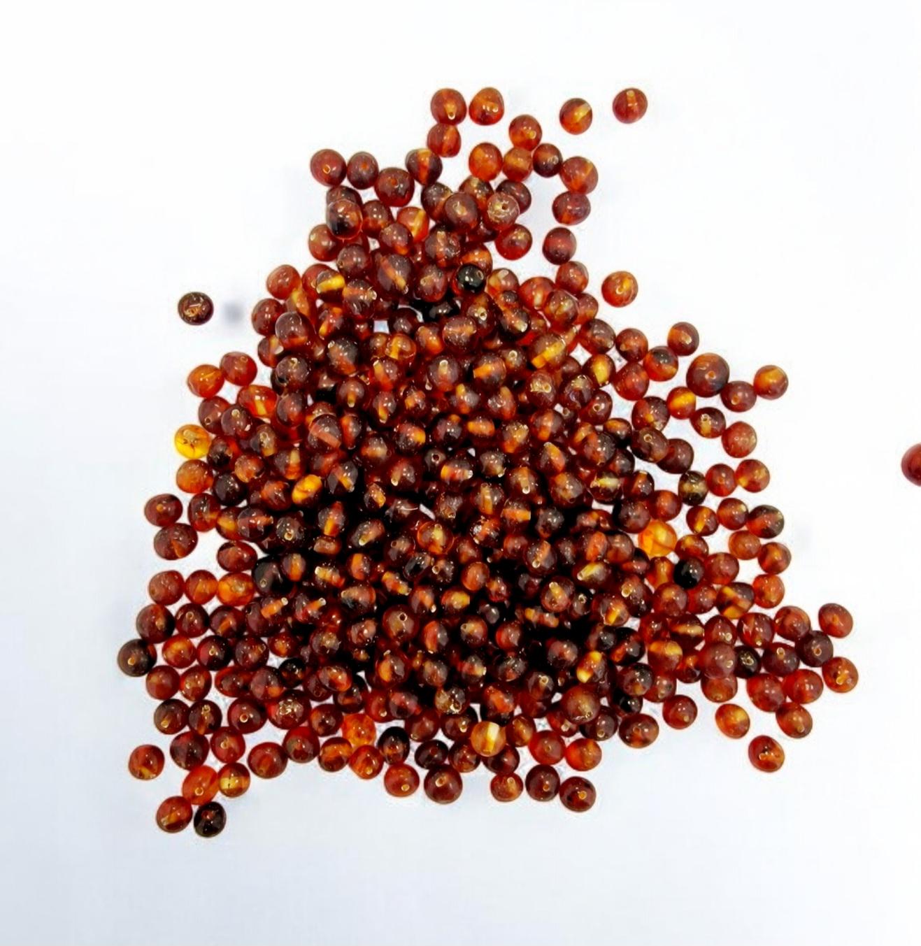 Polished Baltic Amber Beads: Dark Cognac Baroque Gemstones (5-6mm)