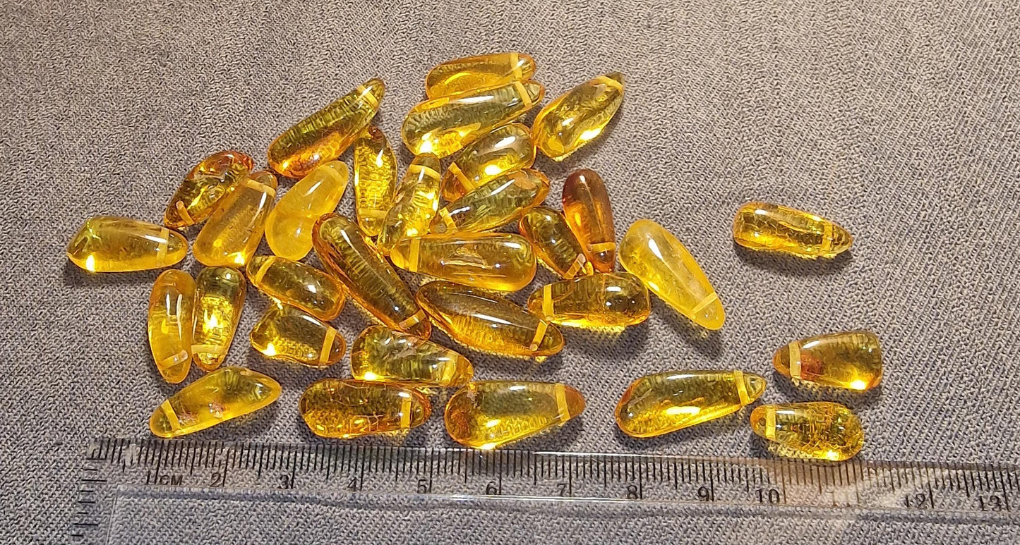 Polished Lemon Baltic Amber Beads: Olive Shape, 50pcs
