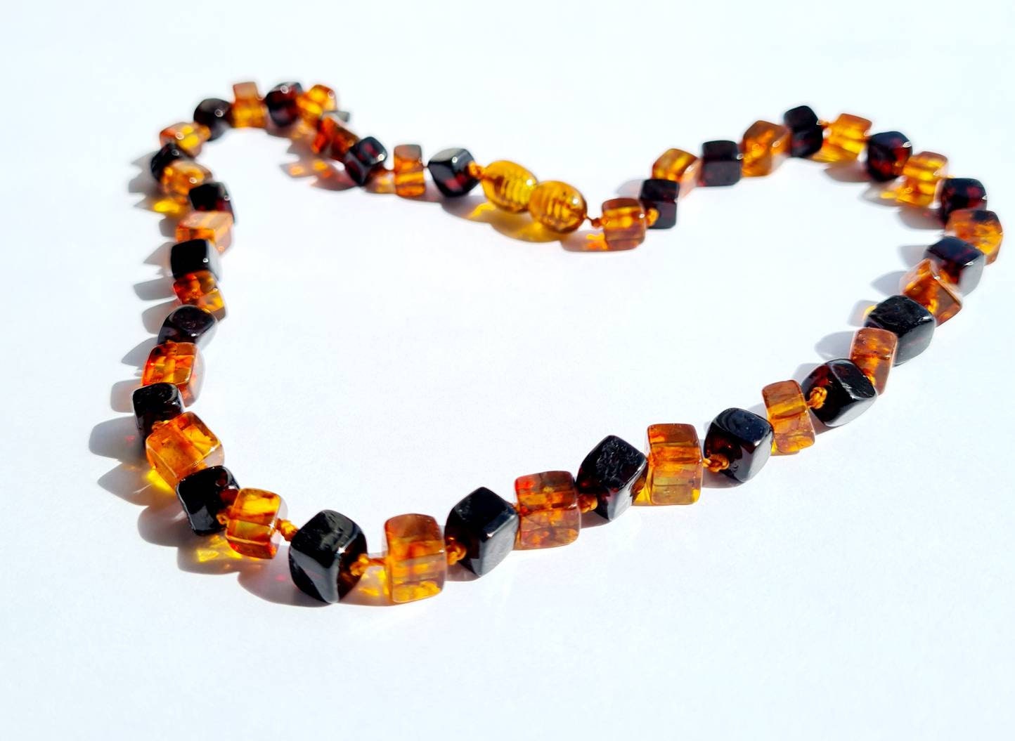 Adult Natural Baltic Amber Jewerly/ 11.80-27.5 (30-70cm)  Inches/ Cube Cognoc / Polished Beads / Men Women jewelry