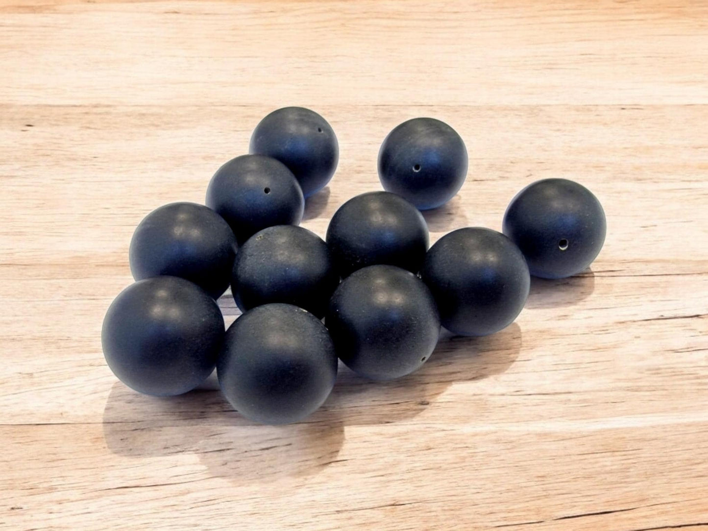 Baltic amber beads Raw Black color / Loose amber beads with hole / Beads size 21mm / Round shape pressed