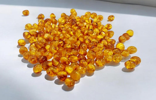 Polished Honey Baltic Amber Beads: Baroque Shape, 4-5mm, 100pcs
