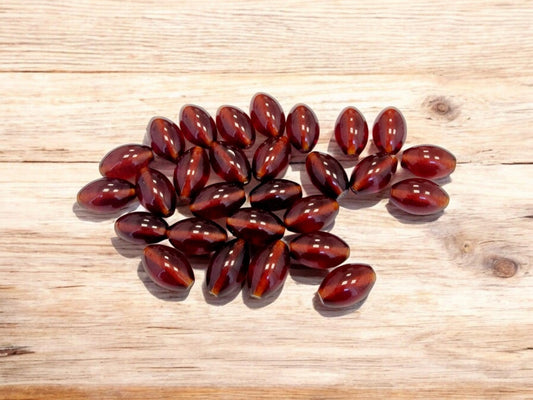 Polished Cognac Baltic Amber Olive Beads: 5pcs, 9-14.5mm