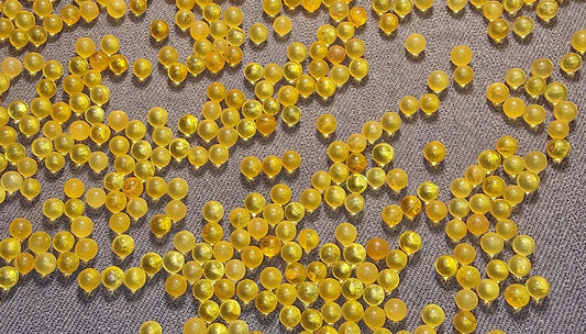 Polished Lemon Baltic Amber Beads: 5mm Round, No Hole (20pcs)