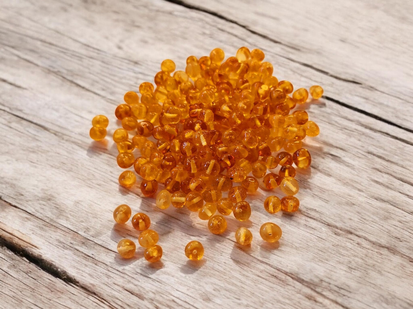 Honey Baltic Amber Beads: Baroque Style, 6-7mm, 40pcs