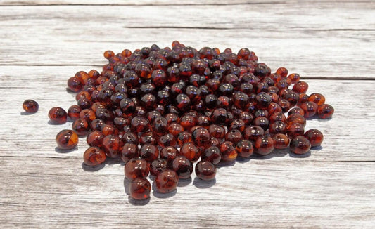Polished Baltic Amber Beads: Dark Cognac Baroque Gemstones (5-6mm)