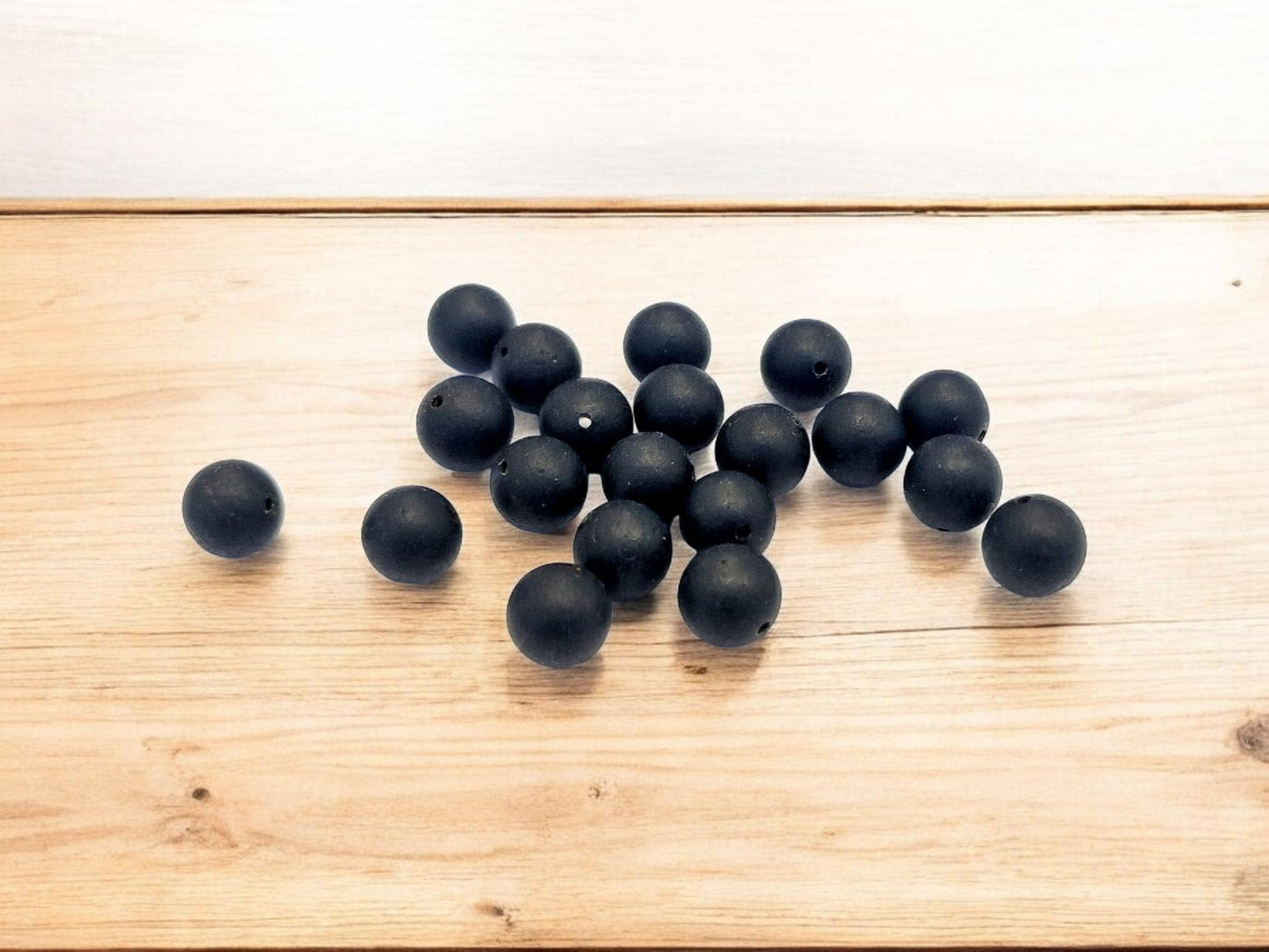 Raw Black Baltic Amber Beads: Round Pressed 8mm, 10pcs