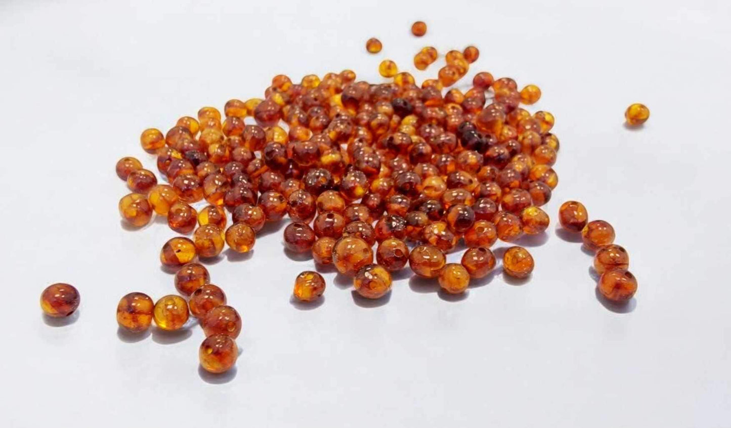 Polished Cognac Baltic Amber Beads: Baroque Shape, 4-5mm, 100pcs