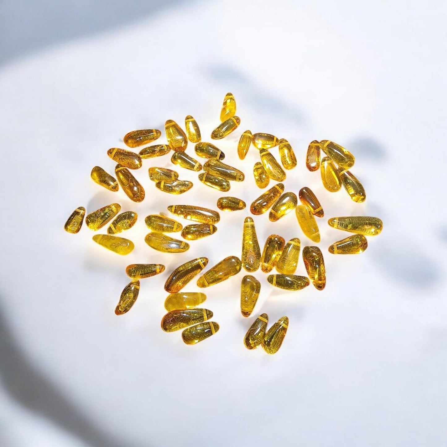 Polished Lemon Baltic Amber Beads: Olive Shape, 50pcs