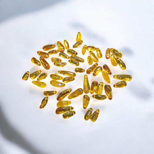 Polished Lemon Baltic Amber Beads: Olive Shape, 50pcs
