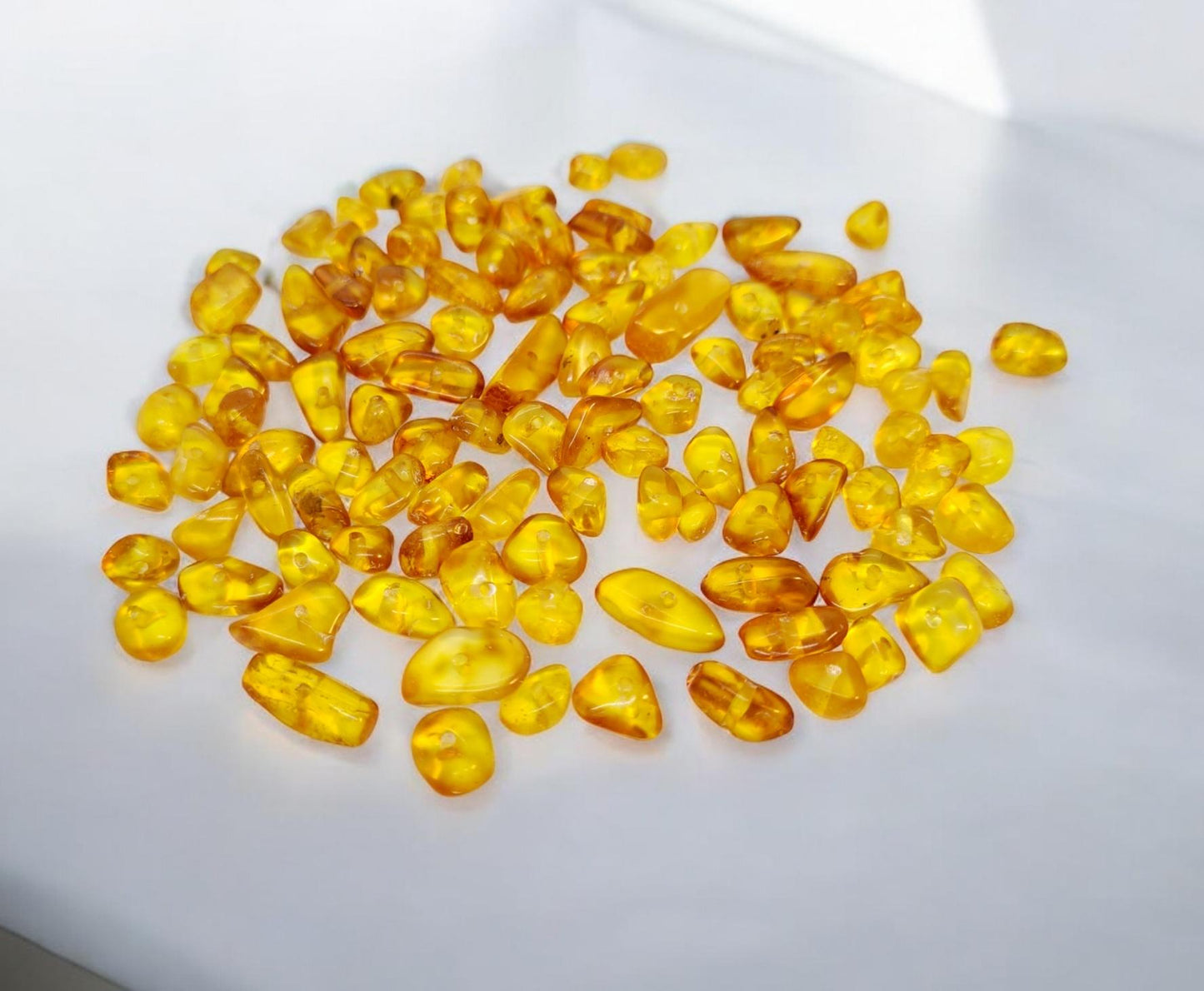 Polished Baltic Amber Beads: Honey Cognac, Flat Baroque Style (100pcs)