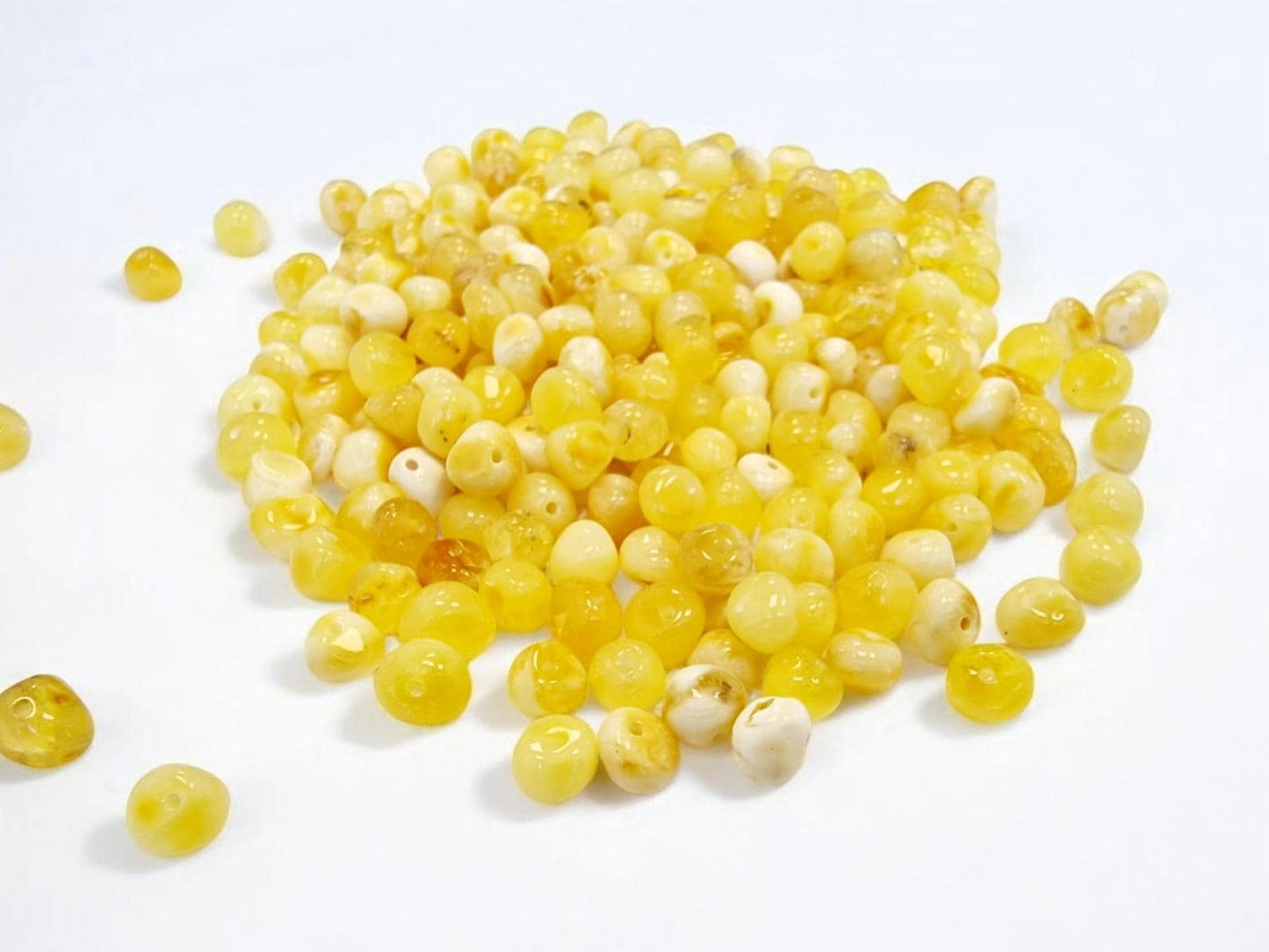 Polished Yolk Baltic Amber Beads: Baroque Shape, 5-6mm