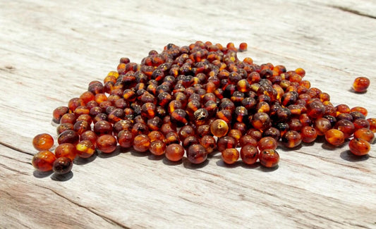 Polished Baltic Amber Beads: Dark Cognac Baroque Gemstones (5-6mm)