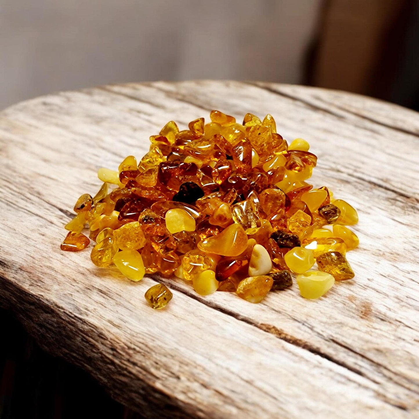 Natural Baltic Amber Beads: Mixed Color, Flat Shape (30 gram)