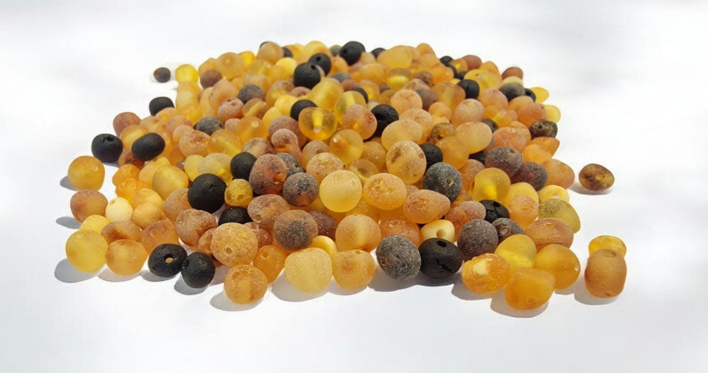 Raw Baltic Amber Beads: Mixed Color Baroque Gemstones (100pcs)