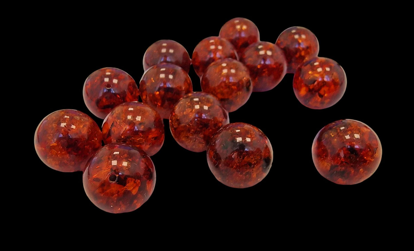 Polished Cognac Baltic Amber Beads: Round Pressed Gemstone (14.5-15mm)