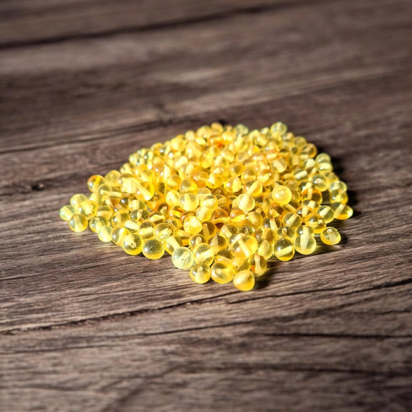 Polished Lemon Baltic Amber Beads: Baroque Shape, 5-6mm