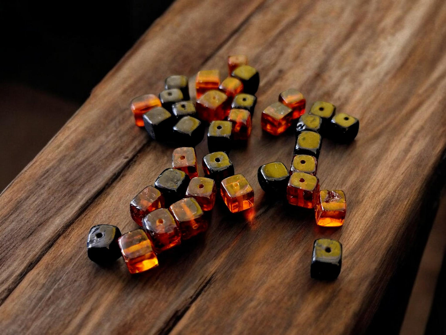 Polished Baltic Amber Beads: Cognac Cherry Cube Beads (5-6mm, 50-100pcs)
