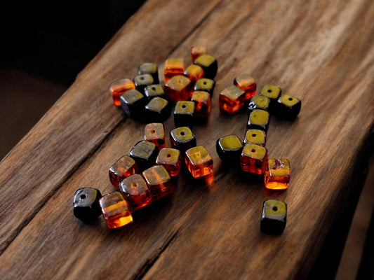 Polished Baltic Amber Beads: Cognac Cherry Cube Beads (5-6mm, 50-100pcs)