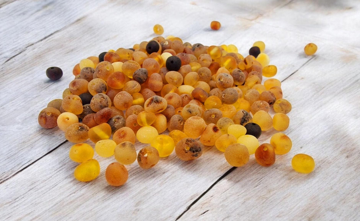 Raw Baltic Amber Beads: Baroque Mix Color, 6-7mm, 40pcs