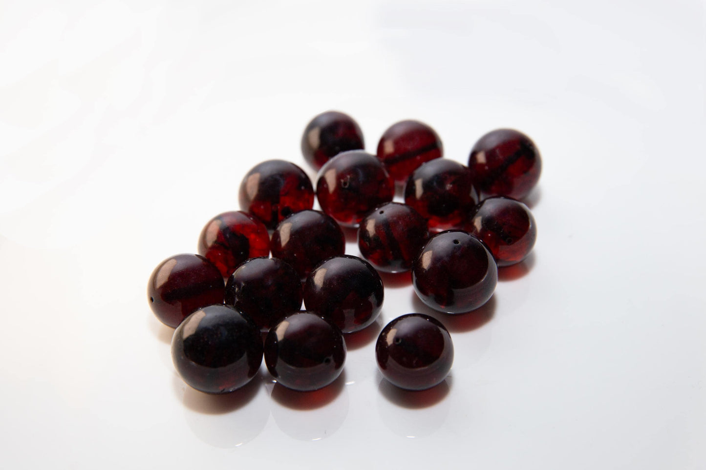 Cherry Baltic Amber Beads: Round Pressed Gemstone Beads (5 pcs)