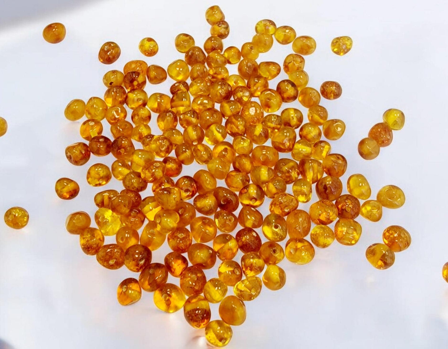 Polished Honey Baltic Amber Beads: Baroque Shape, 4-5mm, 100pcs