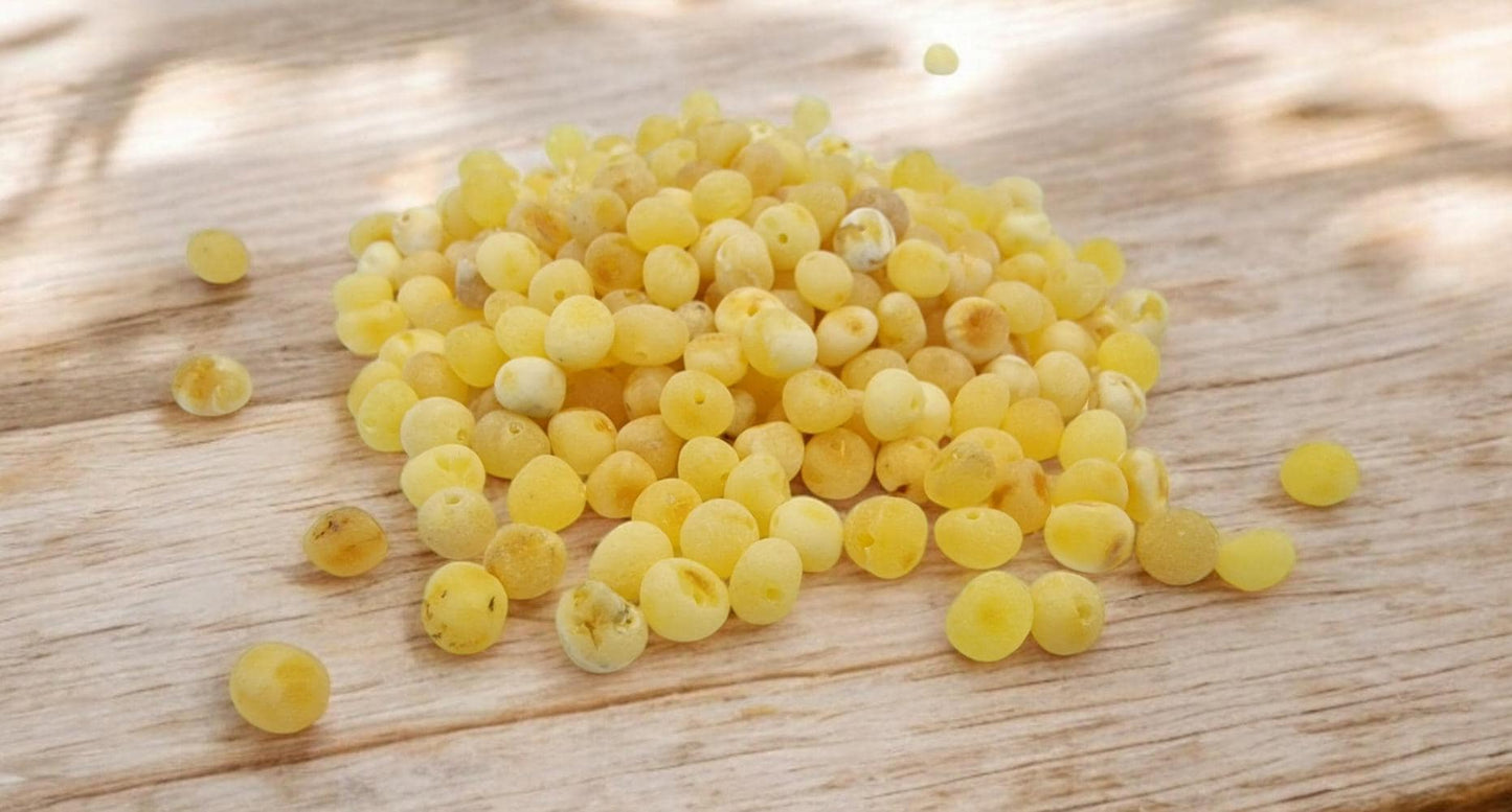 Raw Yolk Baltic Amber Beads: Baroque Shape, 5-6mm