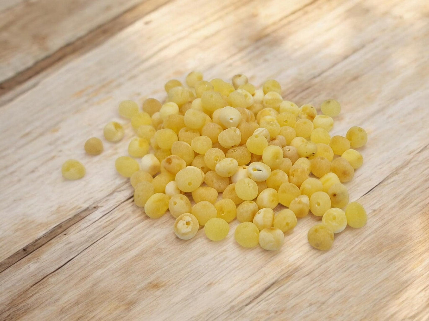 Raw Baltic Amber Beads: Yolk Color, Baroque Shape (40pcs, 6-7mm)