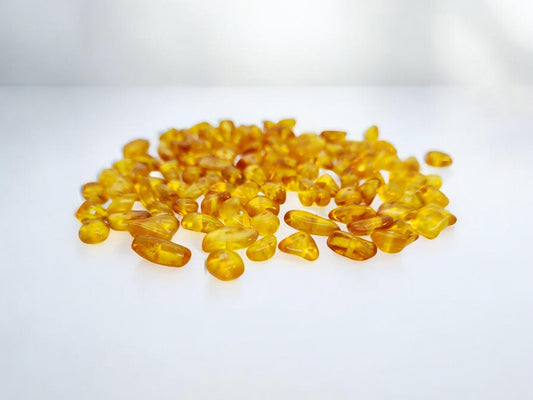 Polished Baltic Amber Beads: Honey Cognac, Flat Baroque Style (100pcs)