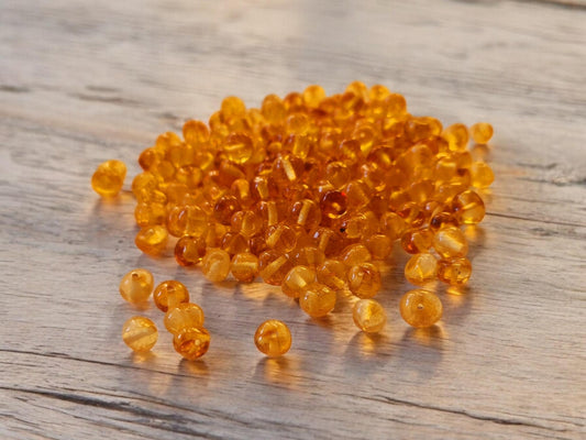 Honey Baltic Amber Beads: Baroque Style, 6-7mm, 40pcs
