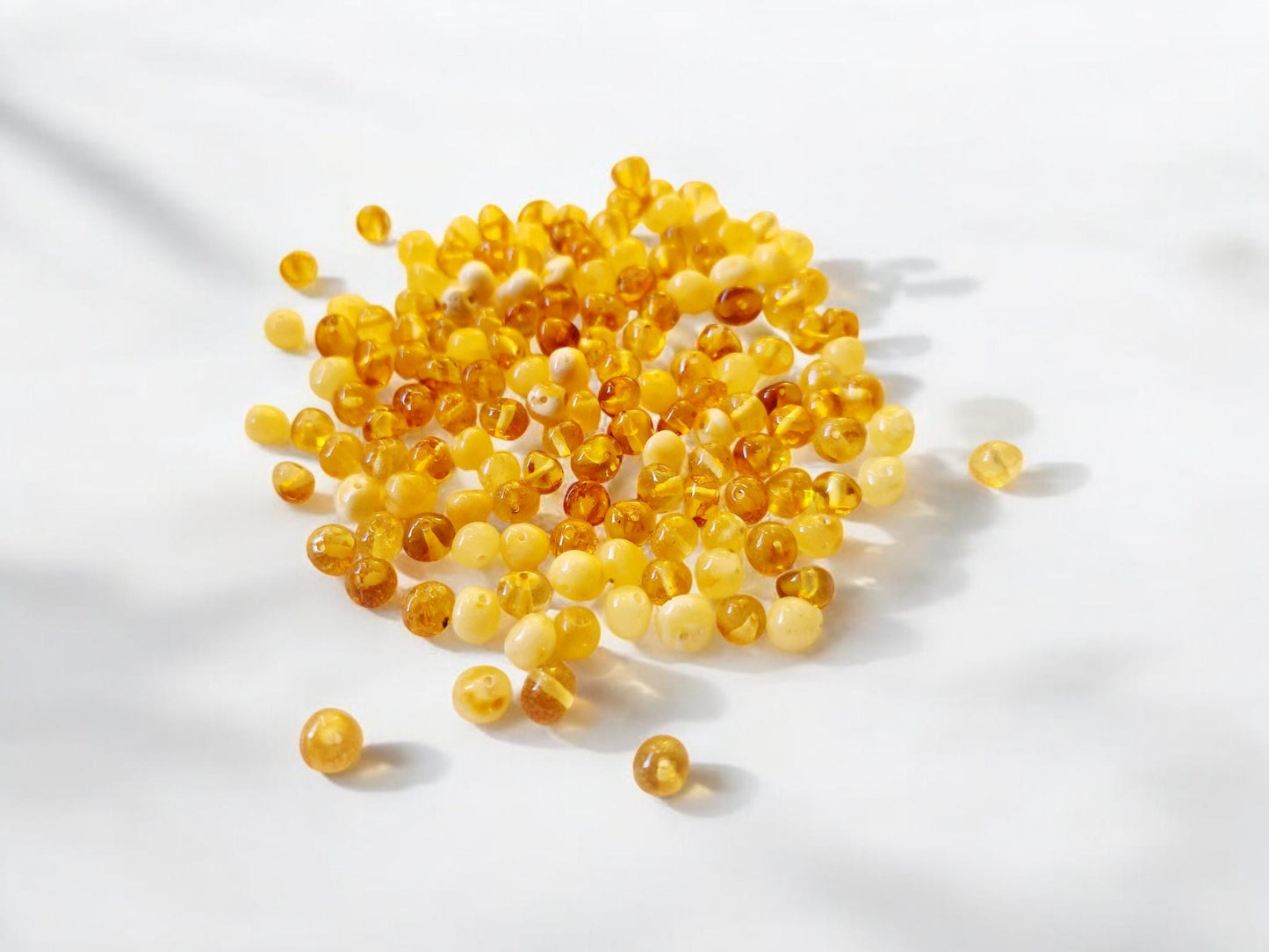 Baltic Amber Beads: Yolk-Honey-Lemon Baroque Style (40pcs, 6-7mm)