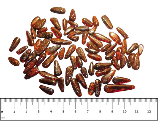 Polished Baltic Amber Beads: Dark Cognac Olive Shape, 70pcs