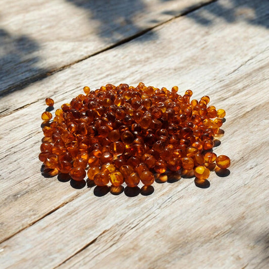 Polished Cognac Baltic Amber Beads 5-6mm: Baroque Loose Beads