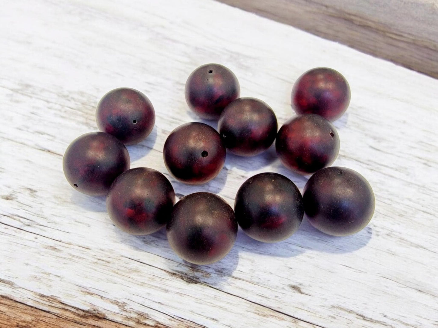 Raw Dark Cognac Baltic Amber Beads: 20mm Round Pressed Gemstone