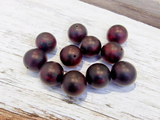 Raw Dark Cognac Baltic Amber Beads: 20mm Round Pressed Gemstone