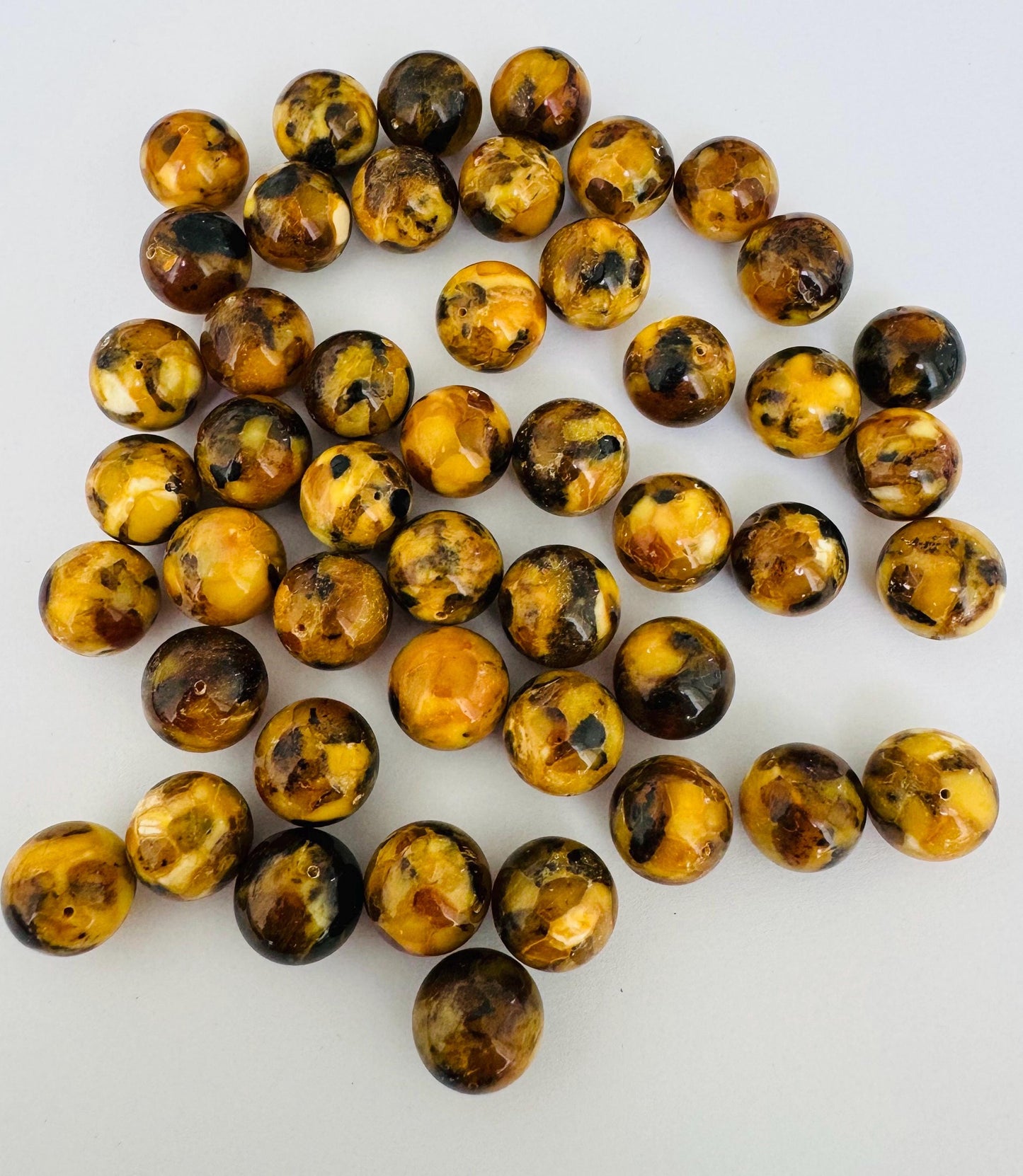 Natural baltic amber round loose amber beads pressed round 15-15.5mm Mix 5pcs
