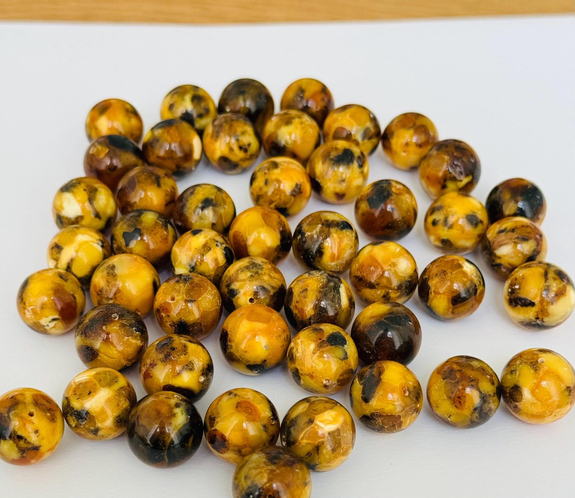 Natural baltic amber round loose amber beads pressed round 15-15.5mm Mix 5pcs
