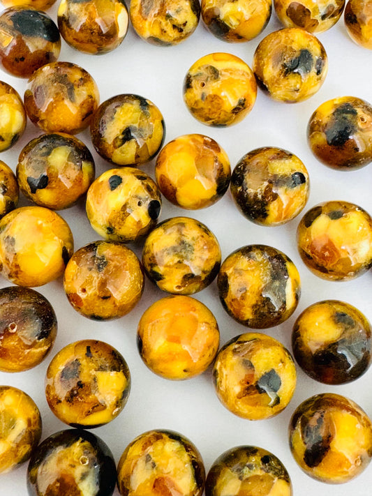 Natural baltic amber round loose amber beads pressed round 15-15.5mm Mix 5pcs